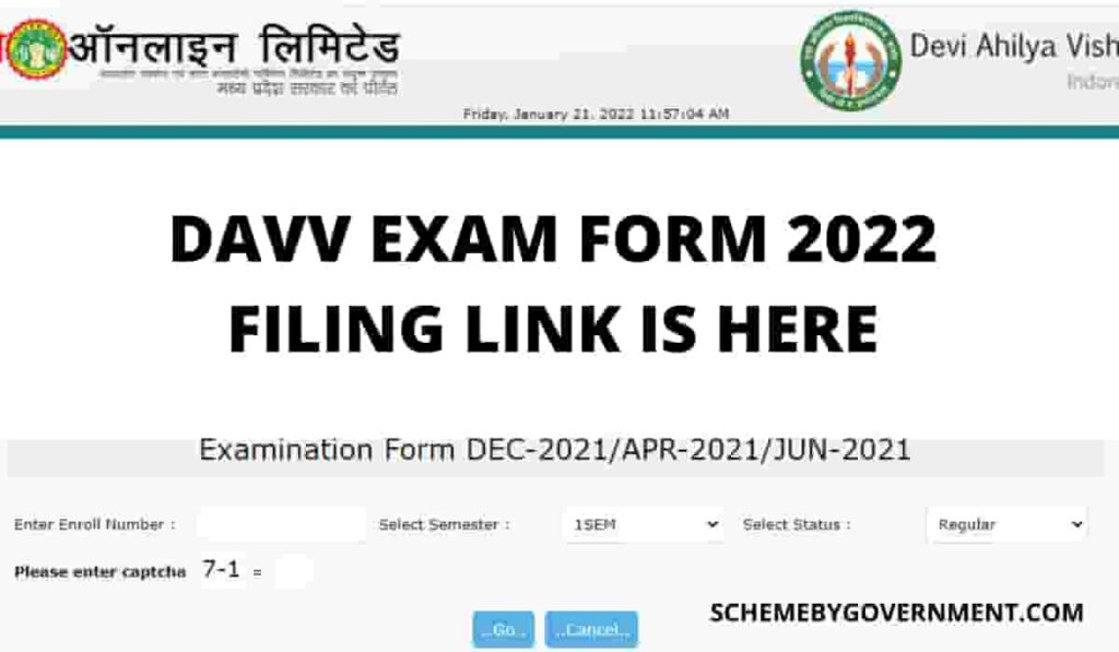 DAVV Exam Form 2022