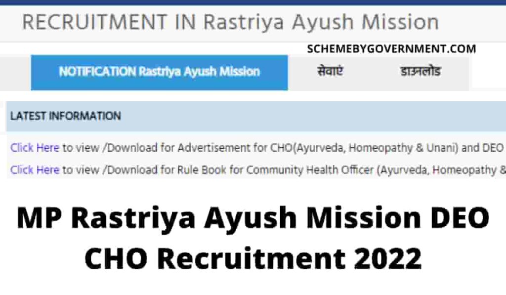 MP Rastriya Ayush Mission DEO CHO Recruitment 2022