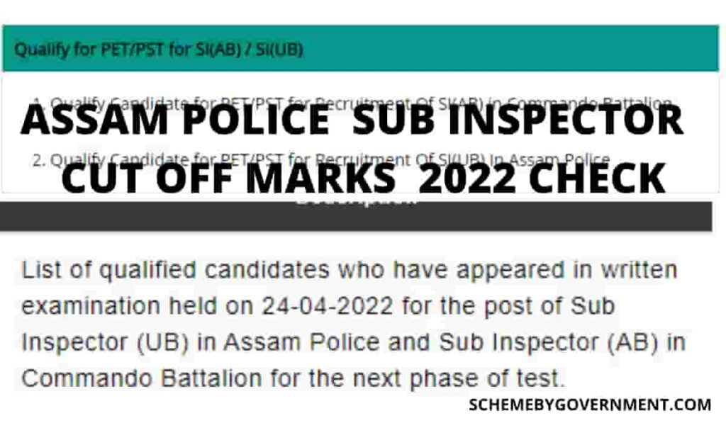 Assam Police SI Cut Off Marks 2022
