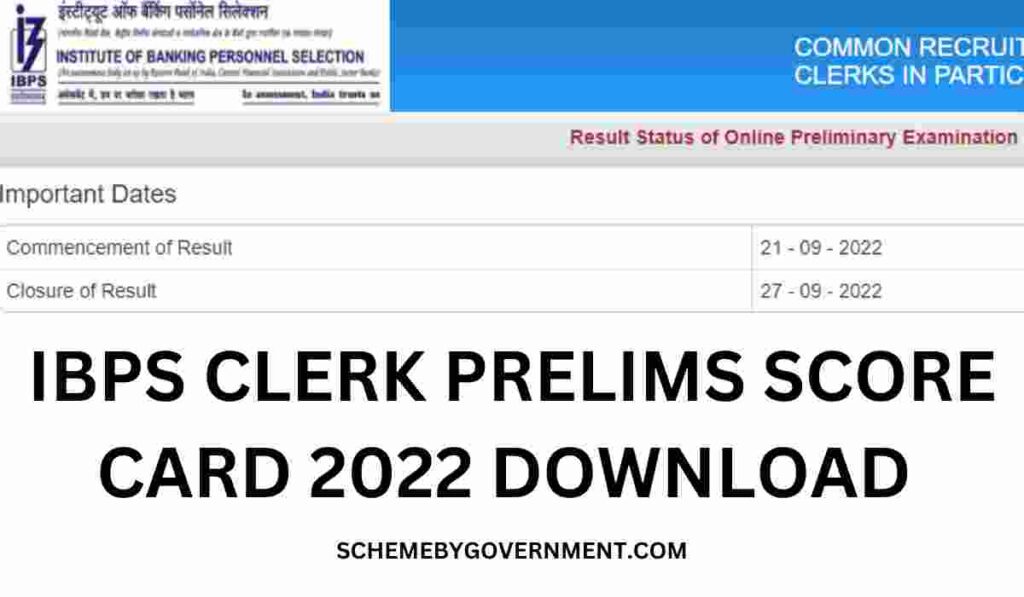 IBPS Clerk Prelims Result 2022 Scorecard